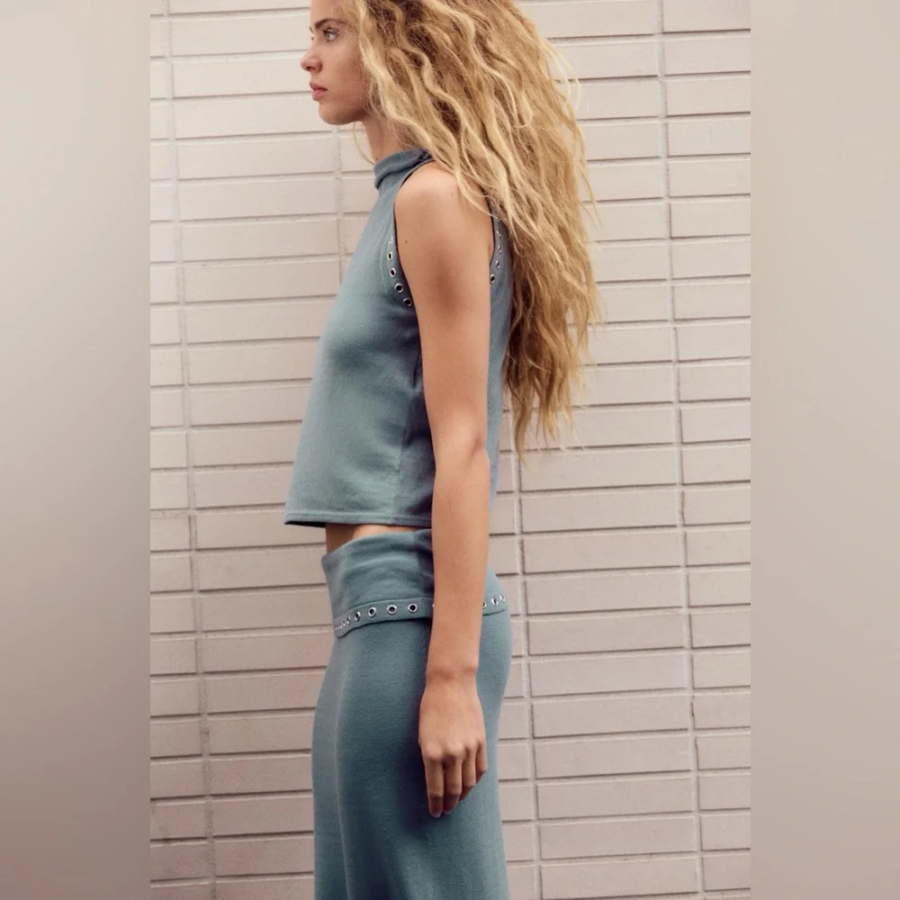 ZARA EYELET MIDI SKIRT - Picture 11 of 12